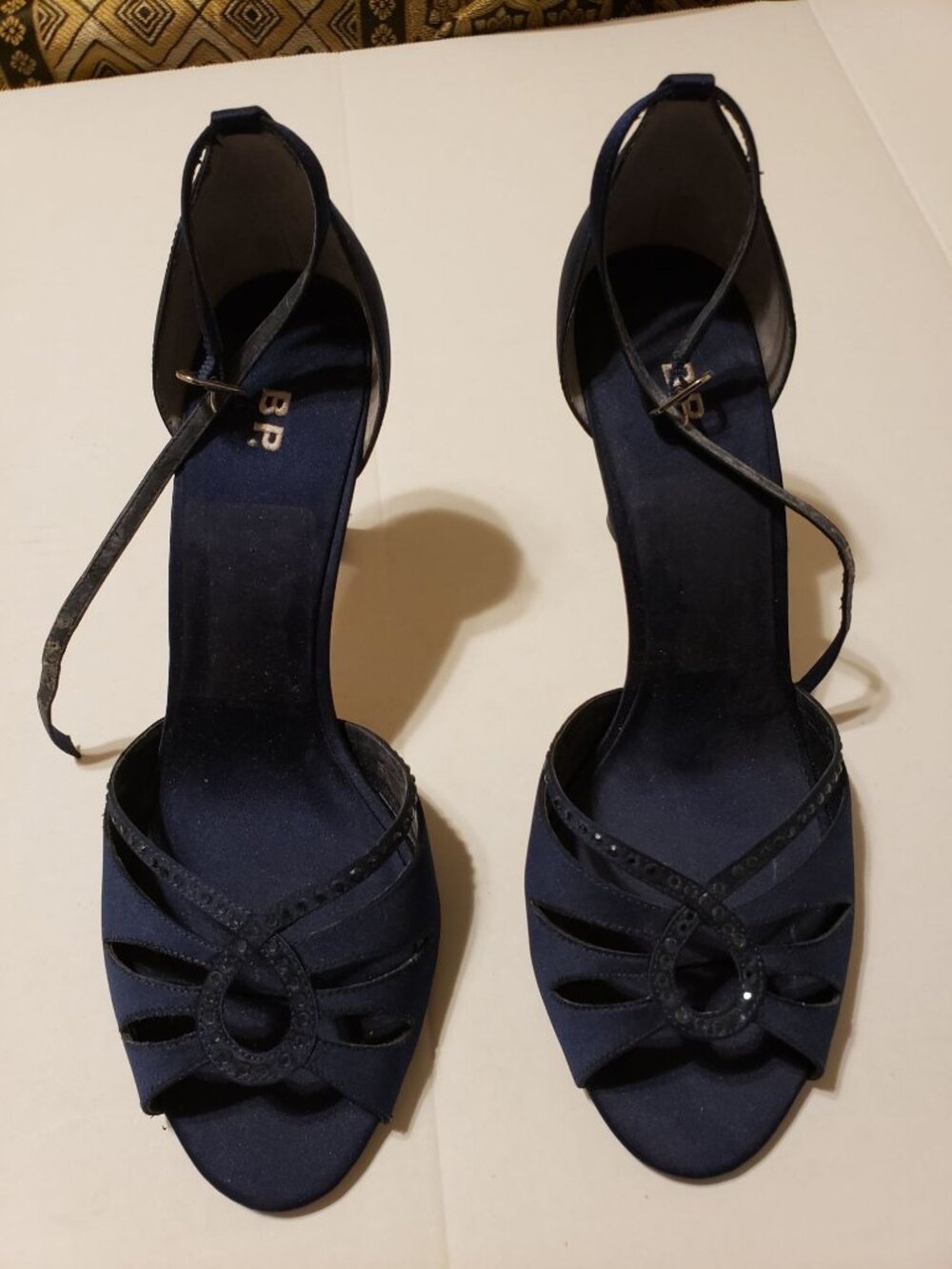 Platinum BP Beauty, navy, strappy, peep toe, sandals with 2.5 in heel, size 9.5M
